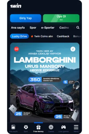 1Win büyük kazanç bildirimi ekranı